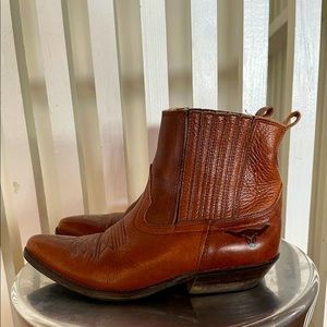 Vintage Brown Western Cowboy Ankle Boots